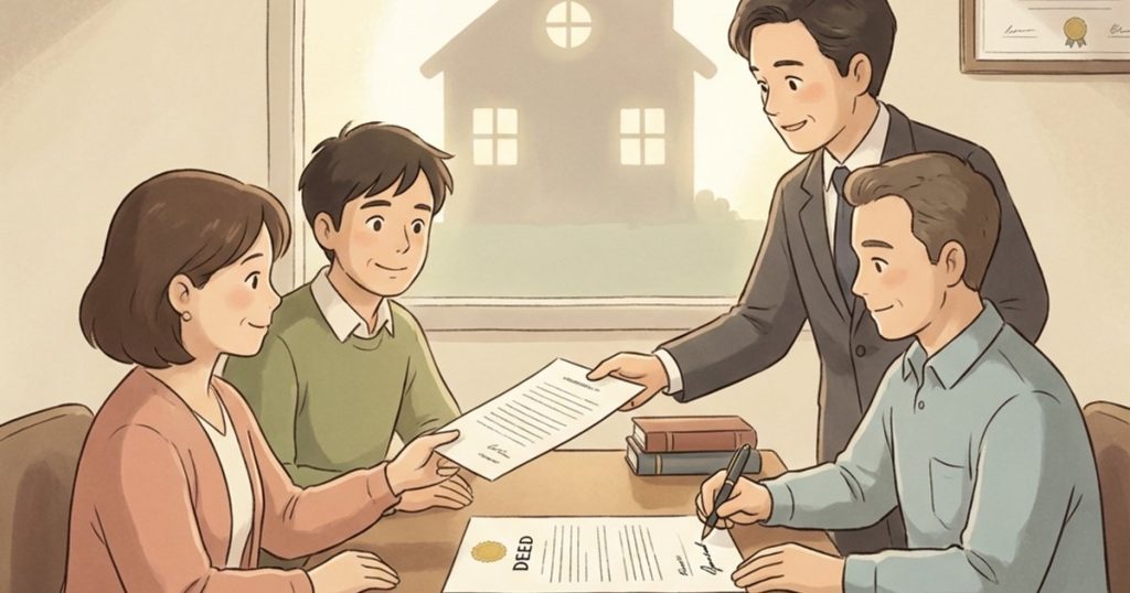 Do the notarized statements from my siblings giving me their shares count, or do we need recorded deeds to transfer the house? nc