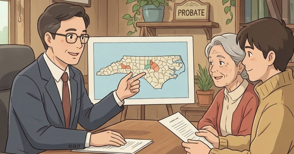How do I start the process to transfer or sell inherited real estate when the property is in a different county? nc