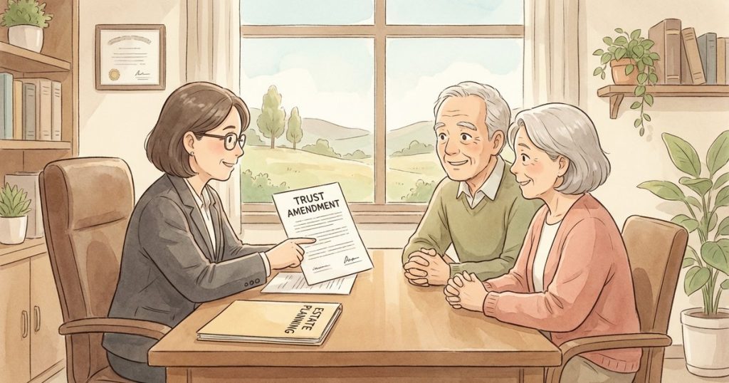 How do I update an old trust after I remarry and the people I named in it have died? nc