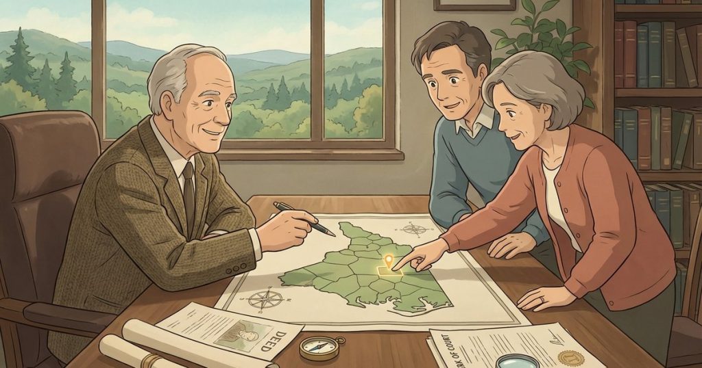 How do I confirm which county the land is in and where any estate paperwork would need to be filed? NC