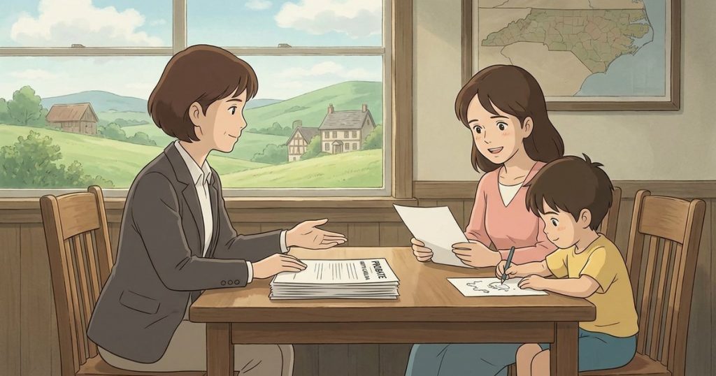 How is property divided between a surviving spouse and a child when someone dies without a will? NC